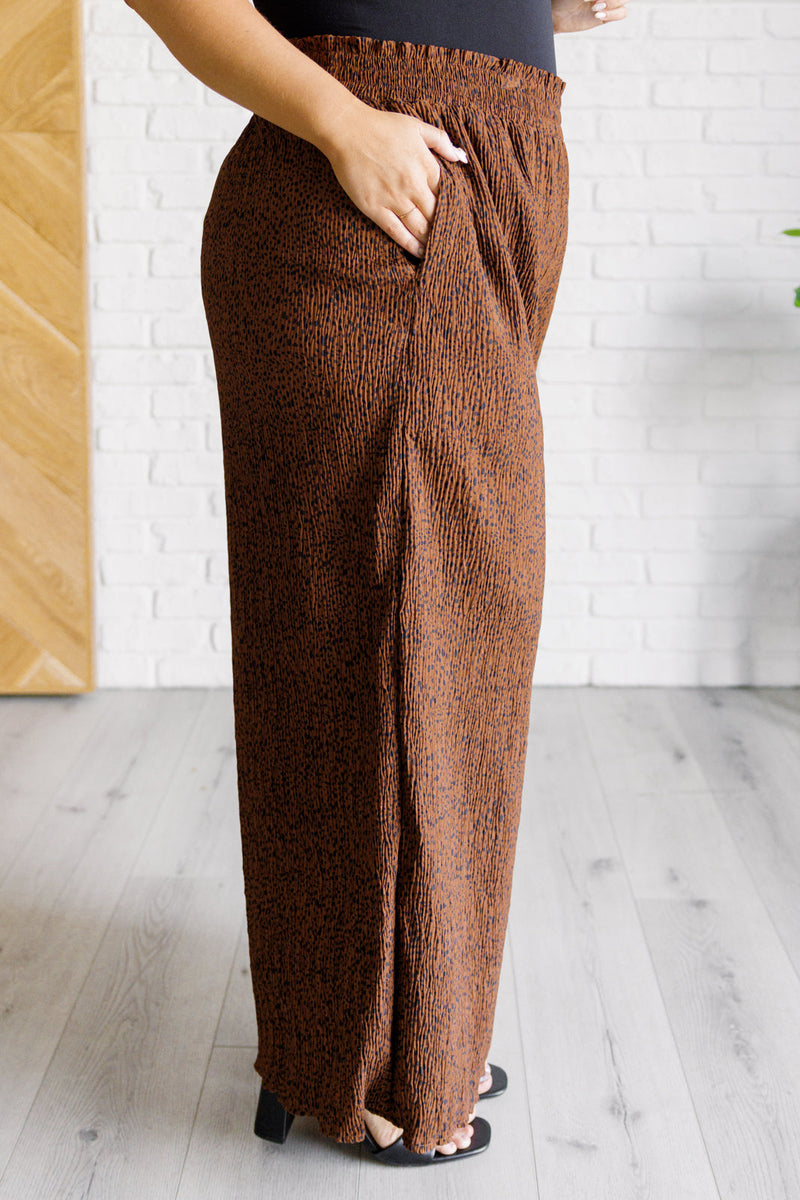 Harmony High Rise Wide Leg Pants in Brown Bottoms   