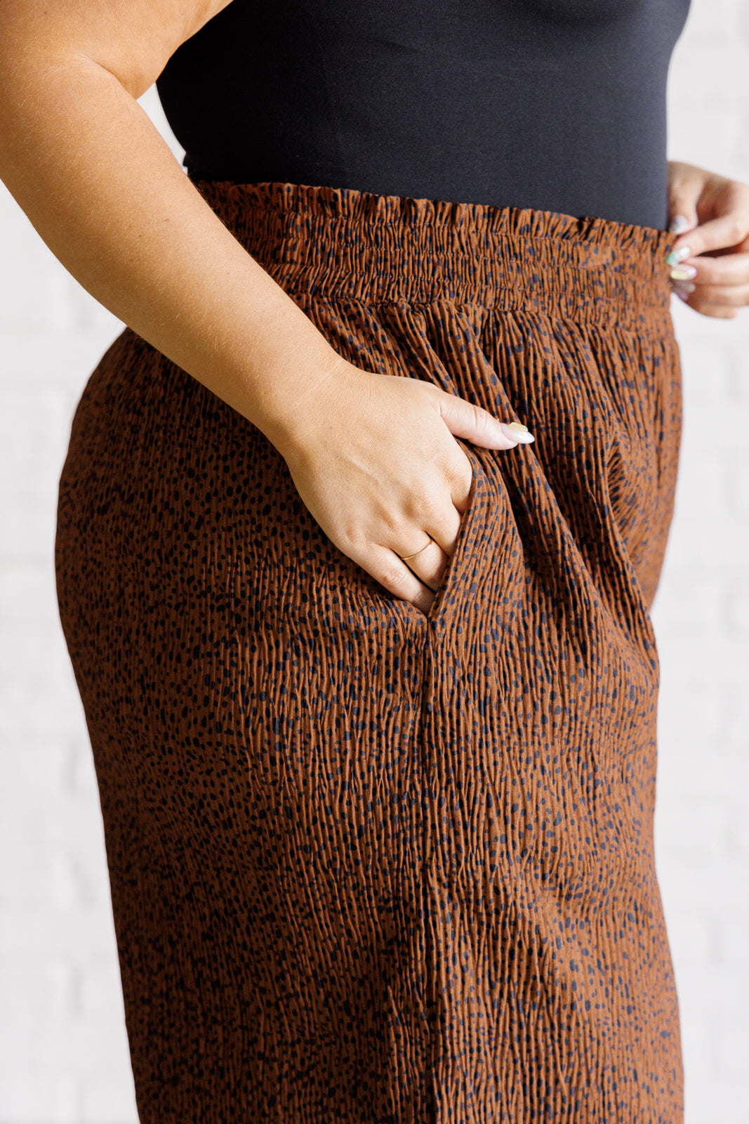 Harmony High Rise Wide Leg Pants in Brown Bottoms   