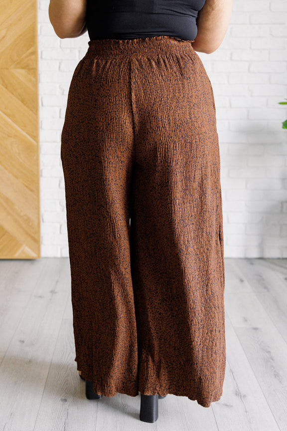 Harmony High Rise Wide Leg Pants in Brown Bottoms   