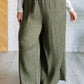 Harmony High Rise Wide Pants in Olive Bottoms   