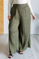 Harmony High Rise Wide Pants in Olive Bottoms   