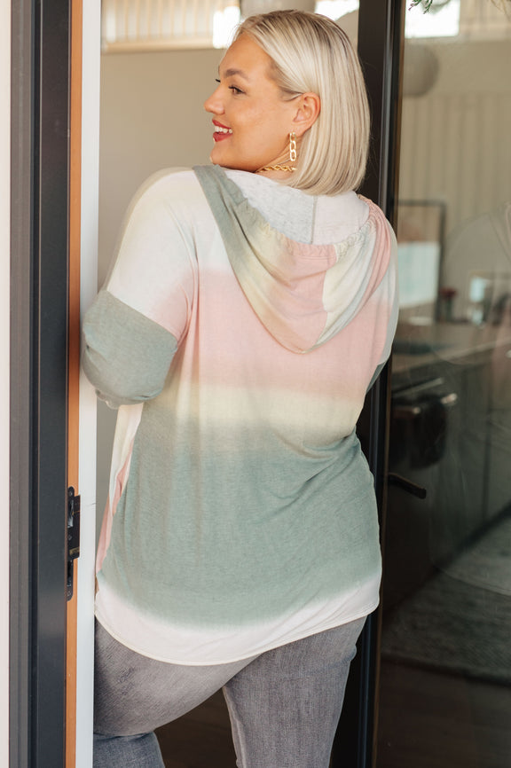 Hazy Horizon Ombre Hoodie Tops   