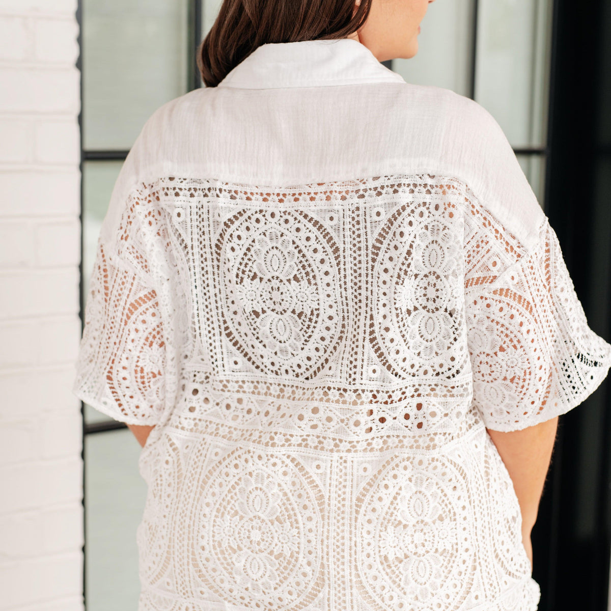 Head in the Clouds Lace Button Down - Three Mad Hatters Mercantile 