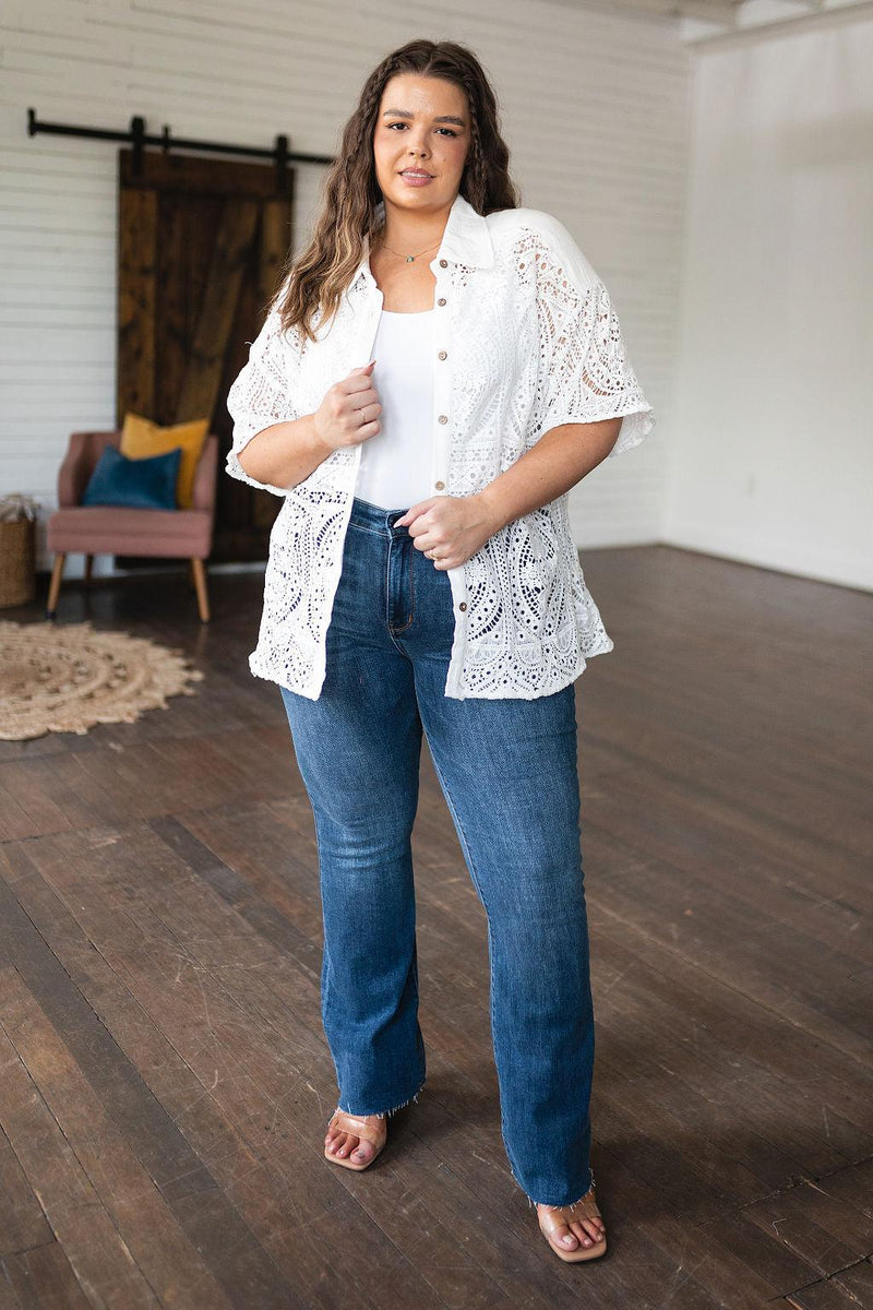 Head in the Clouds Lace Button Down - Three Mad Hatters Mercantile 
