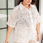 Head in the Clouds Lace Button Down Womens Tops   