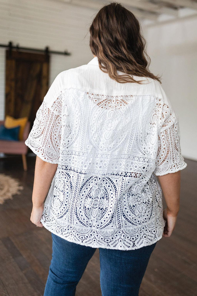Head in the Clouds Lace Button Down - Three Mad Hatters Mercantile 