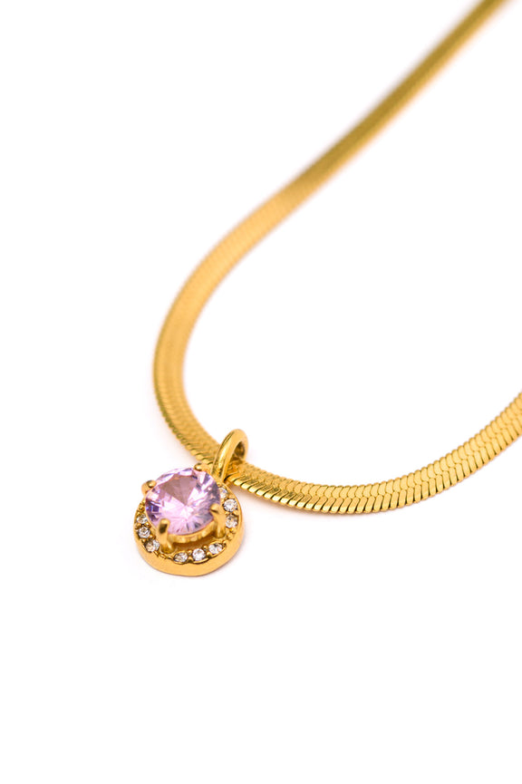 Here to Shine Gold Plated Necklace in Pink Necklace   