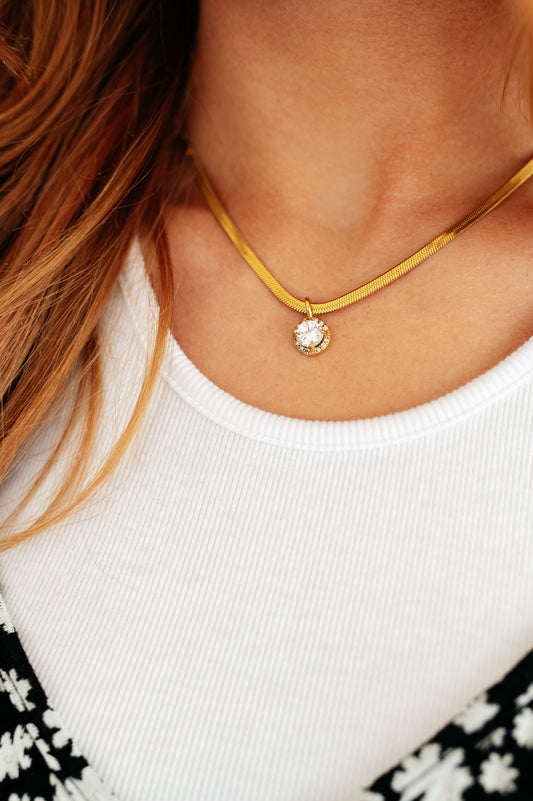 Here to Shine Gold Plated Necklace in White Necklace   