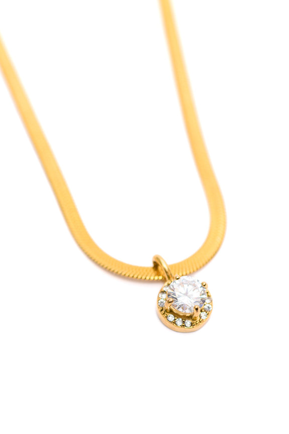 Here to Shine Gold Plated Necklace in White Necklace   