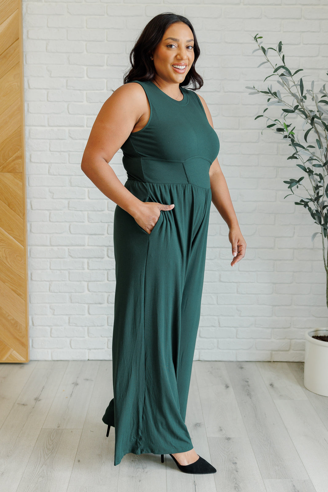 Hilary Wide Leg Jumpsuit in Green Jumpsuits & Rompers   