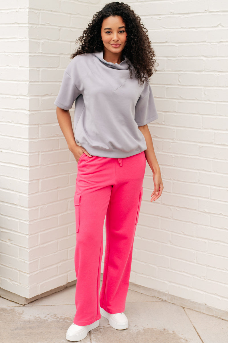 Run, Don't Walk Cargo Sweatpants in Flamingo Pink Womens Athleisure   