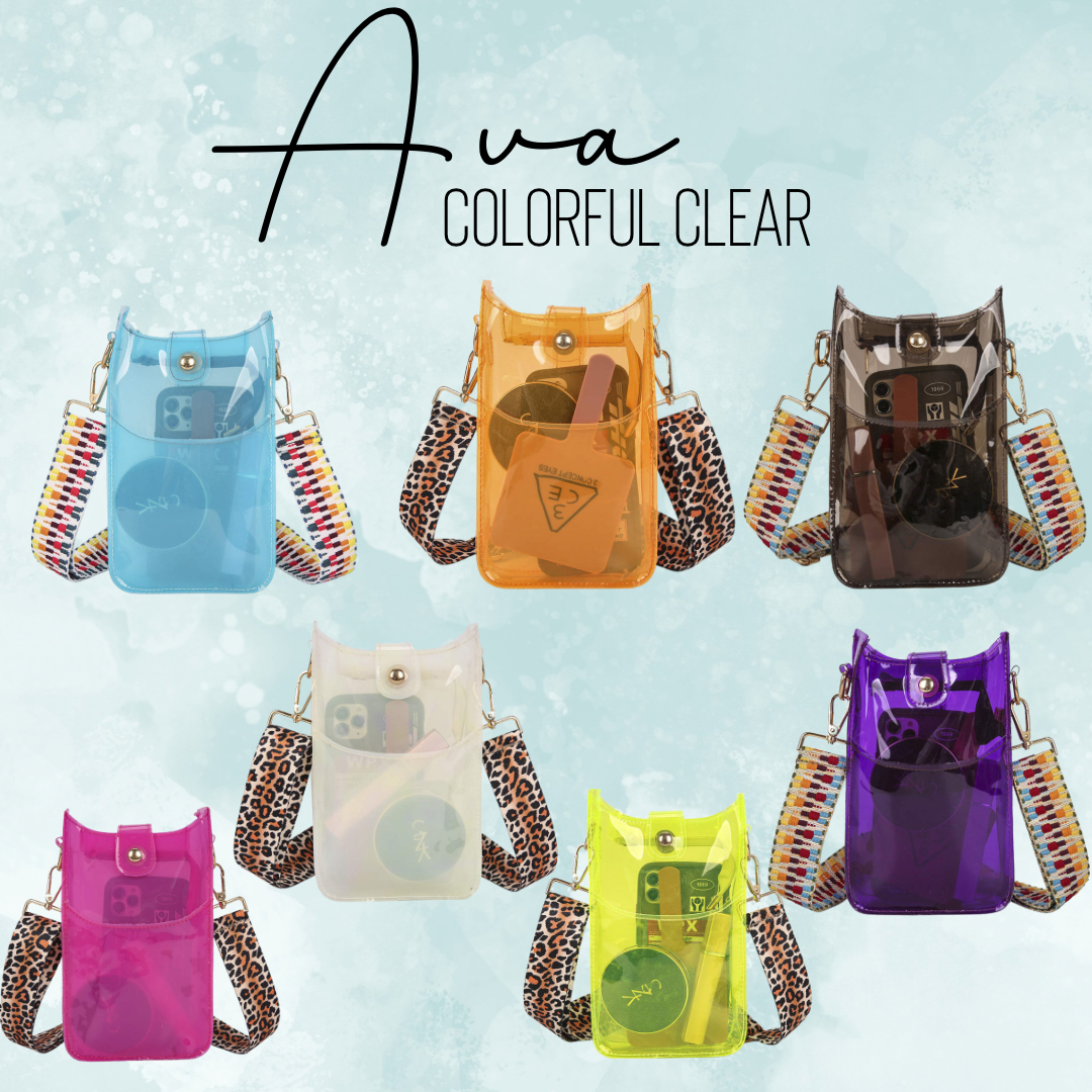 The Ava Colorful Clear Crossbody Phone Bag    