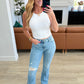 Isla Mid Rise Distressed Released Hem Bootcut Jeans Womens Bootcut Jeans   