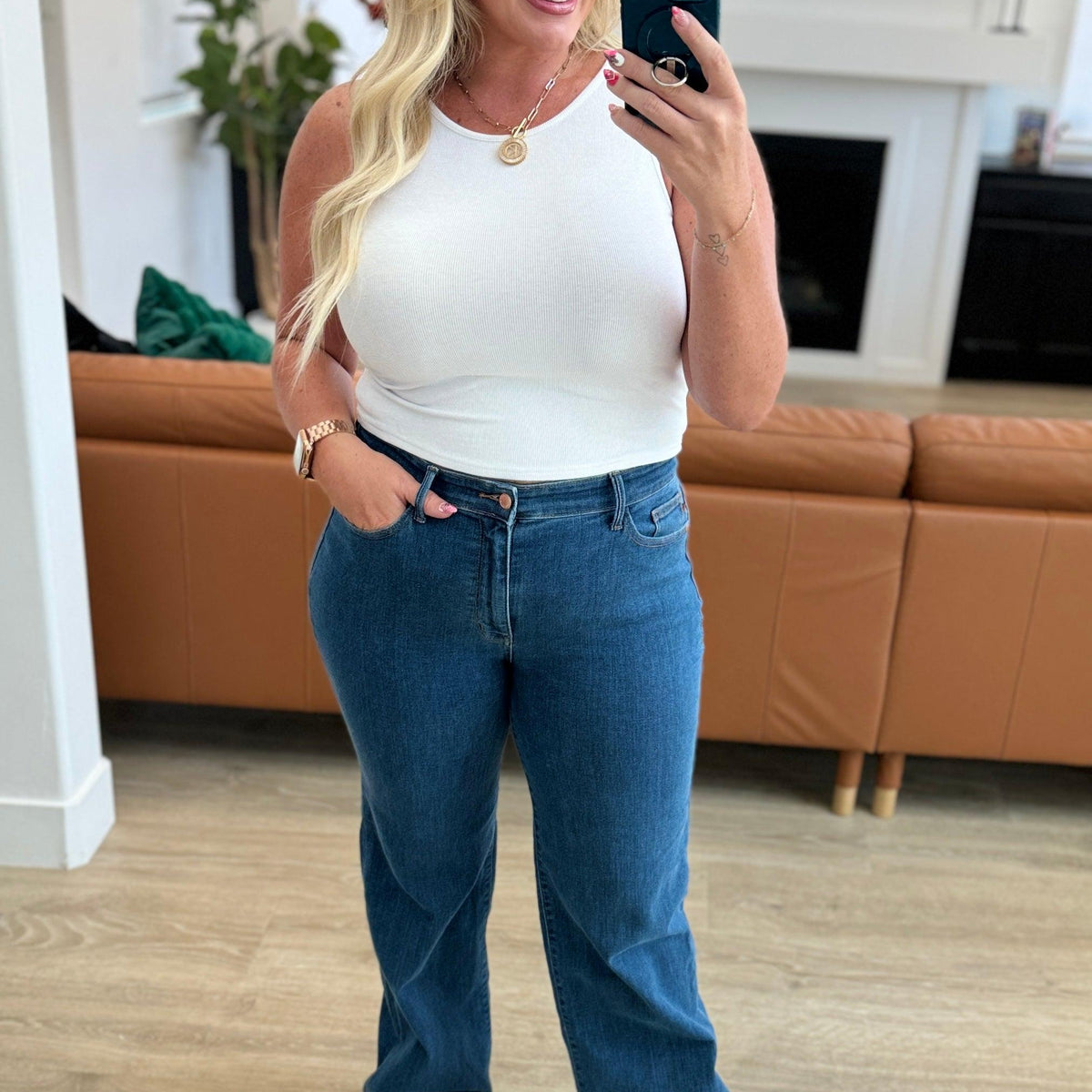 Hazel High Rise Vintage Wide Leg Jeans - Three Mad Hatters Mercantile 