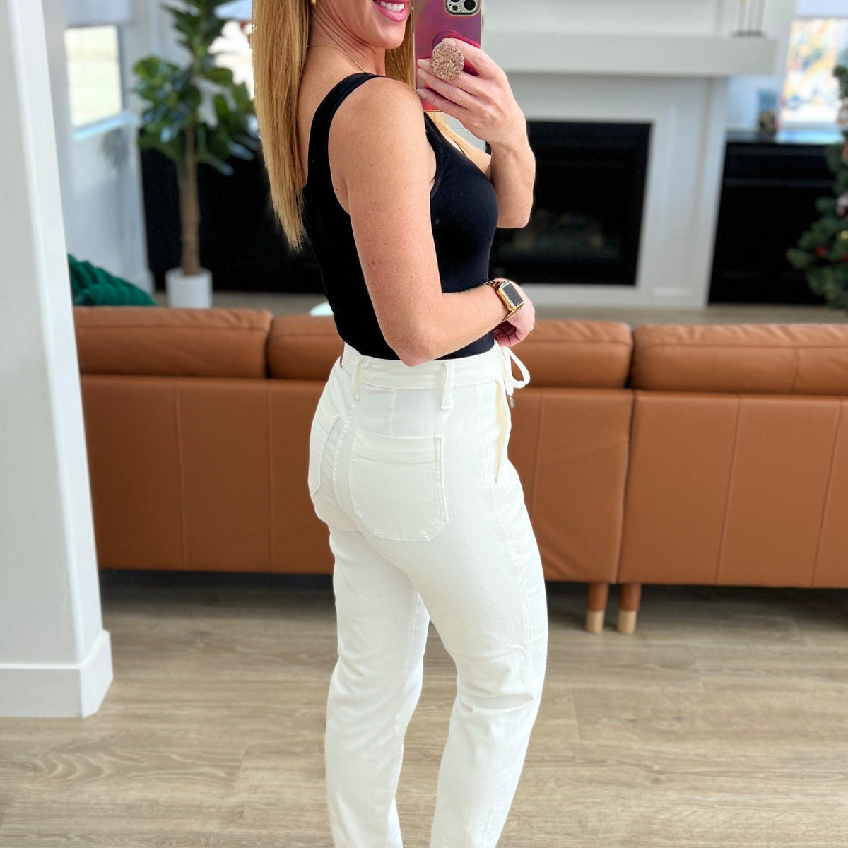 Charlene High Rise Jogger in Ecru - Three Mad Hatters Mercantile 