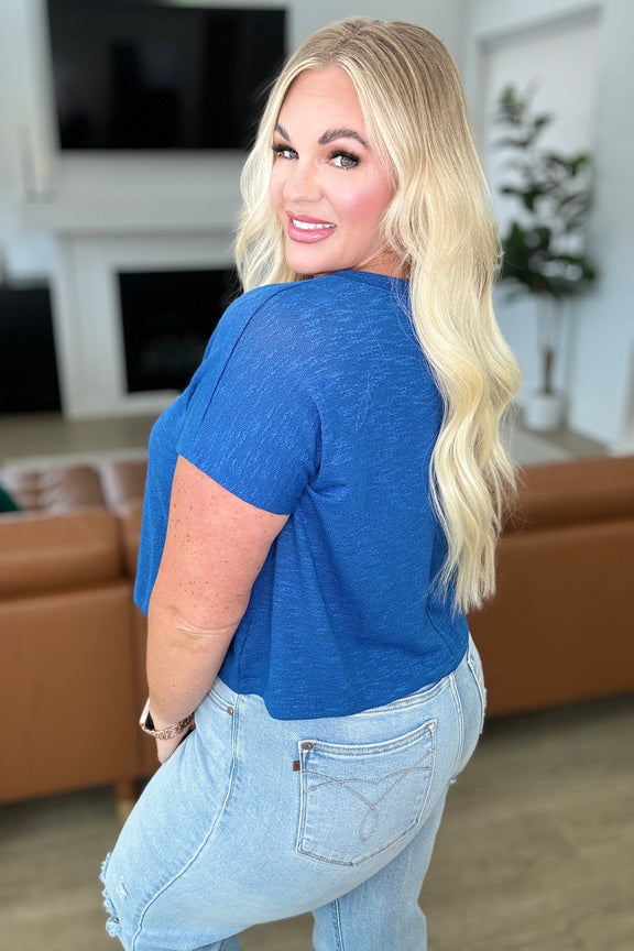 Classic Comfort V-Neck Top in Classic Blue Tops   