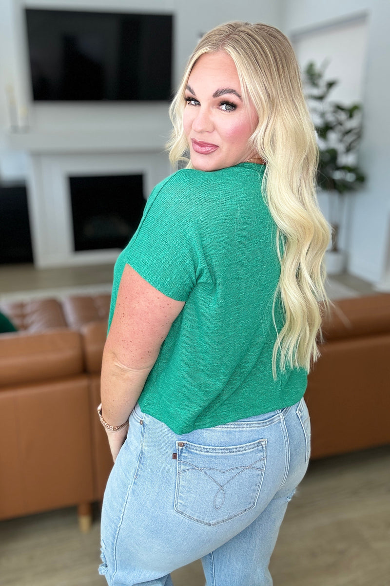 Classic Comfort V-Neck Top in Kelly Green Tops   