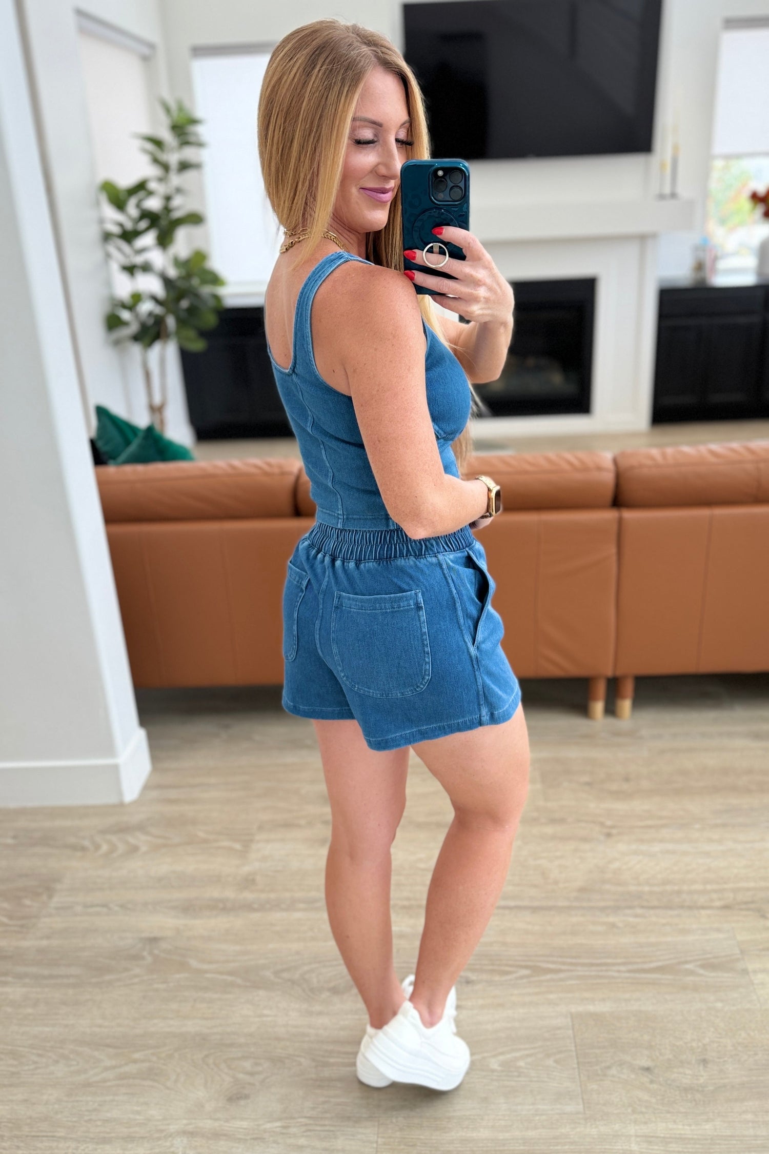 City Siren Skort in Light Denim Denim   