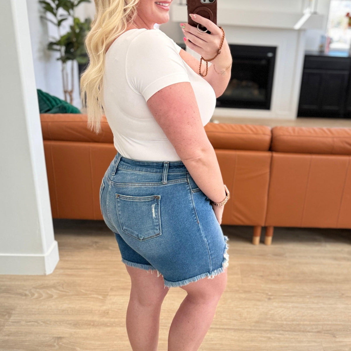 Kelsey Mid Rise Distressed Cutoff Shorts - Three Mad Hatters Mercantile 