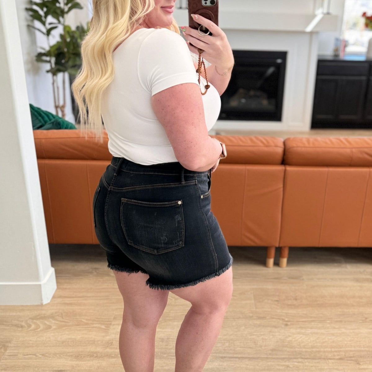 Ember High Rise Control Top Fray Hem Shorts - Three Mad Hatters Mercantile 