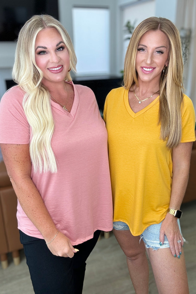 Heart and Soul V-Neck Top in Mustard Tops   