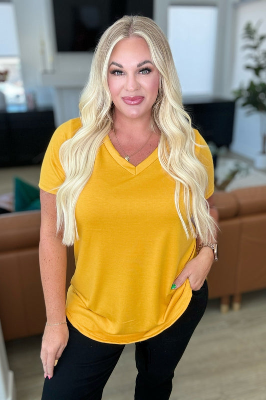 Heart and Soul V-Neck Top in Mustard Tops   