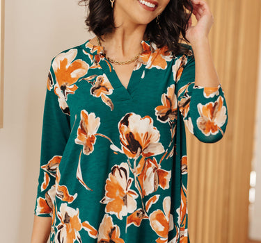 I Think Different Top in Teal Floral