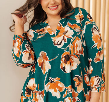 I Think Different Top in Teal Floral