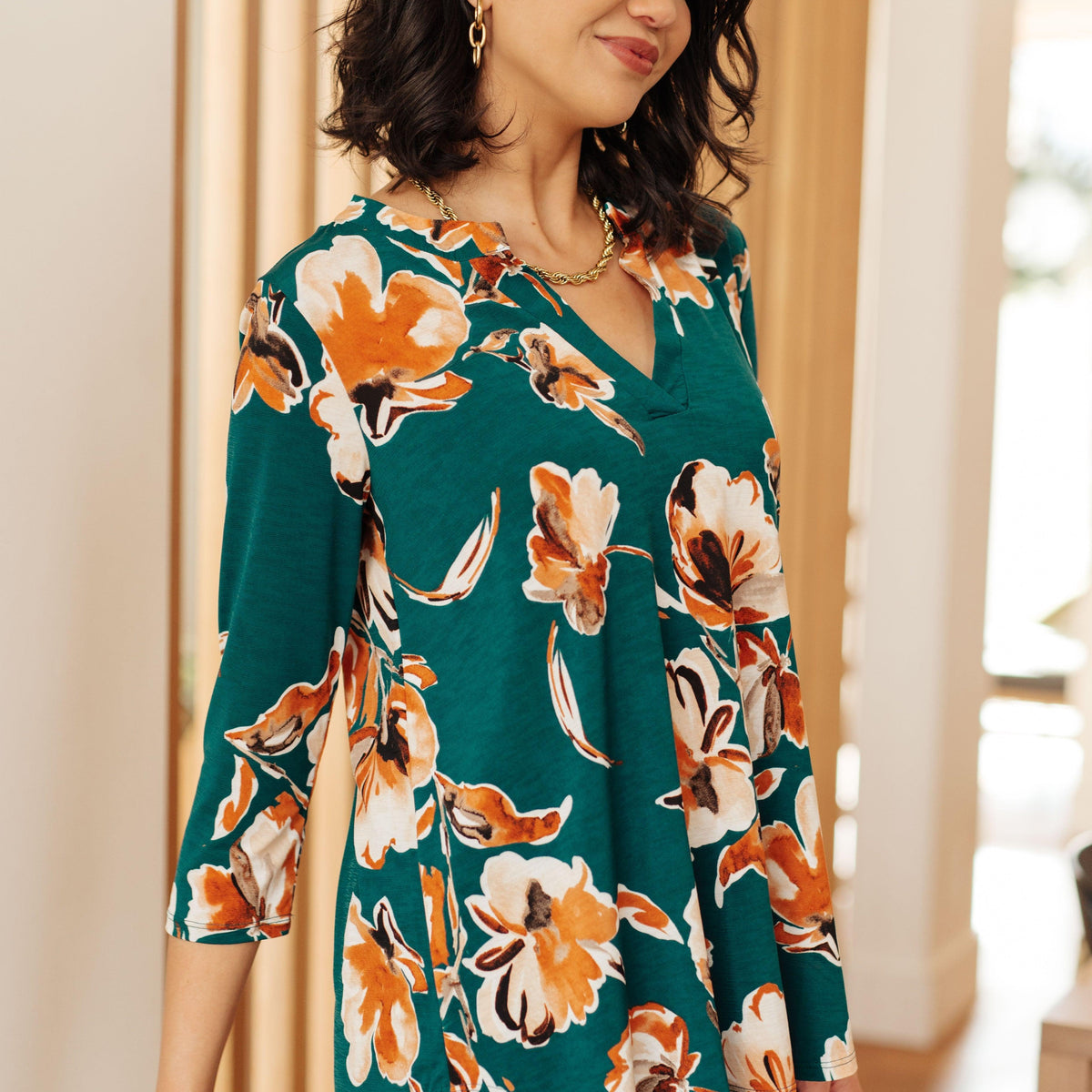 I Think Different Top in Teal Floral - Three Mad Hatters Mercantile 