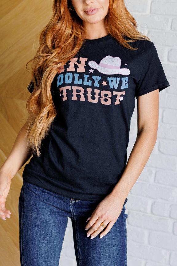 In Dolly We Trust Graphic Tee Tops   