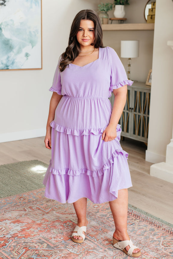 In My Carefree Era Tiered Ruffled Dress Womens Dresses   