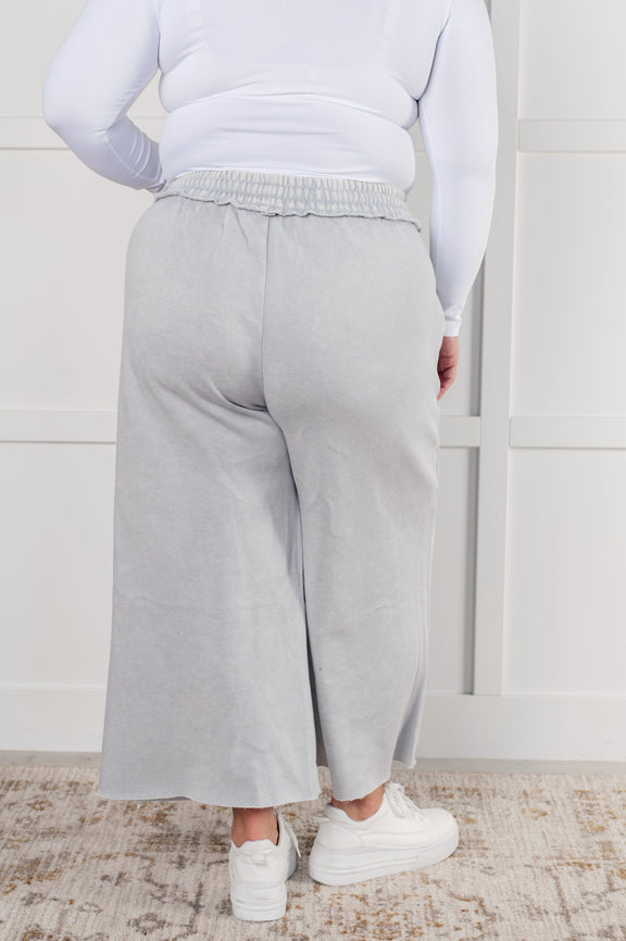 In or Out Wide Leg Cropped Pants in Light Grey Bottoms