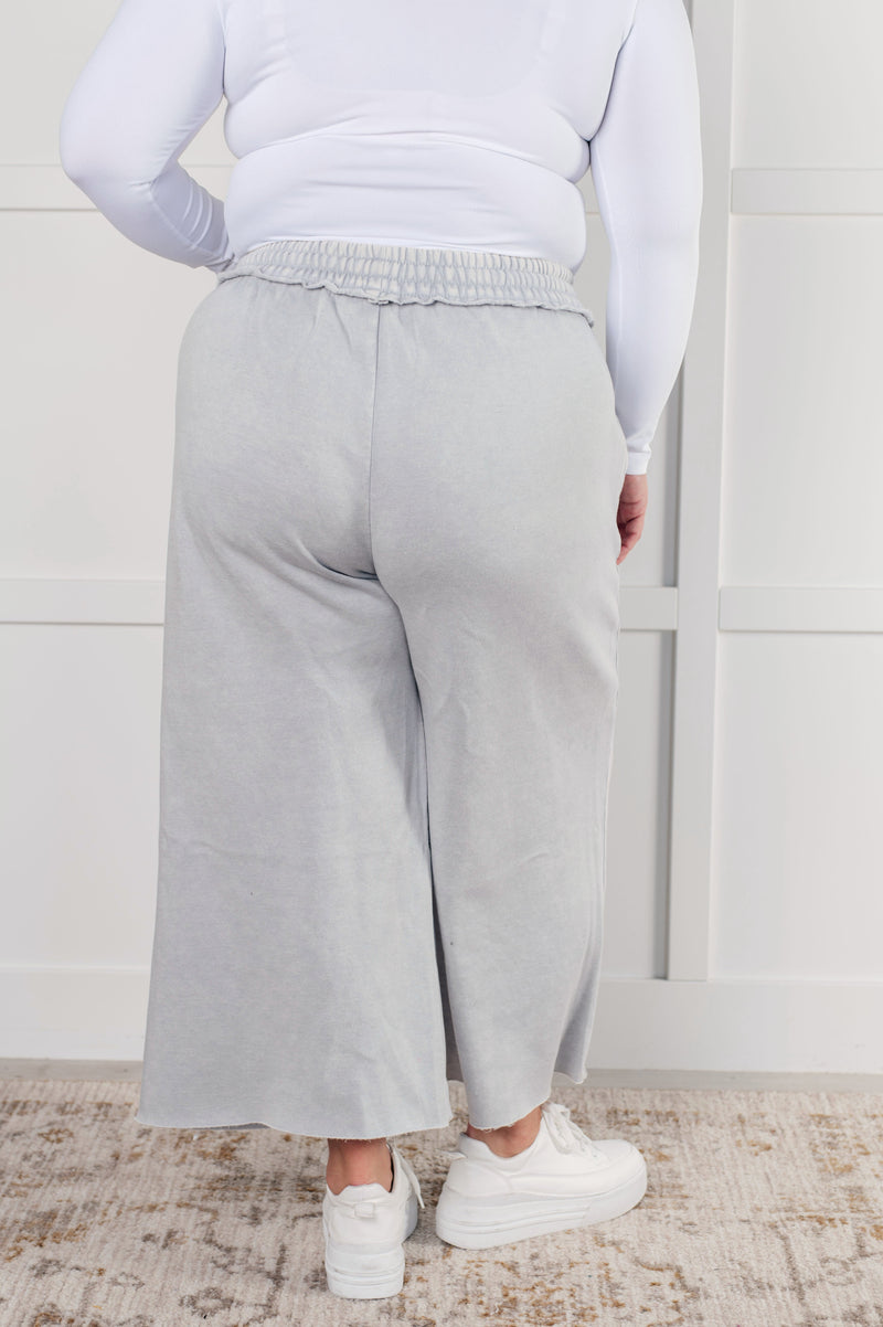 In or Out Wide Leg Cropped Pants in Light Grey Bottoms