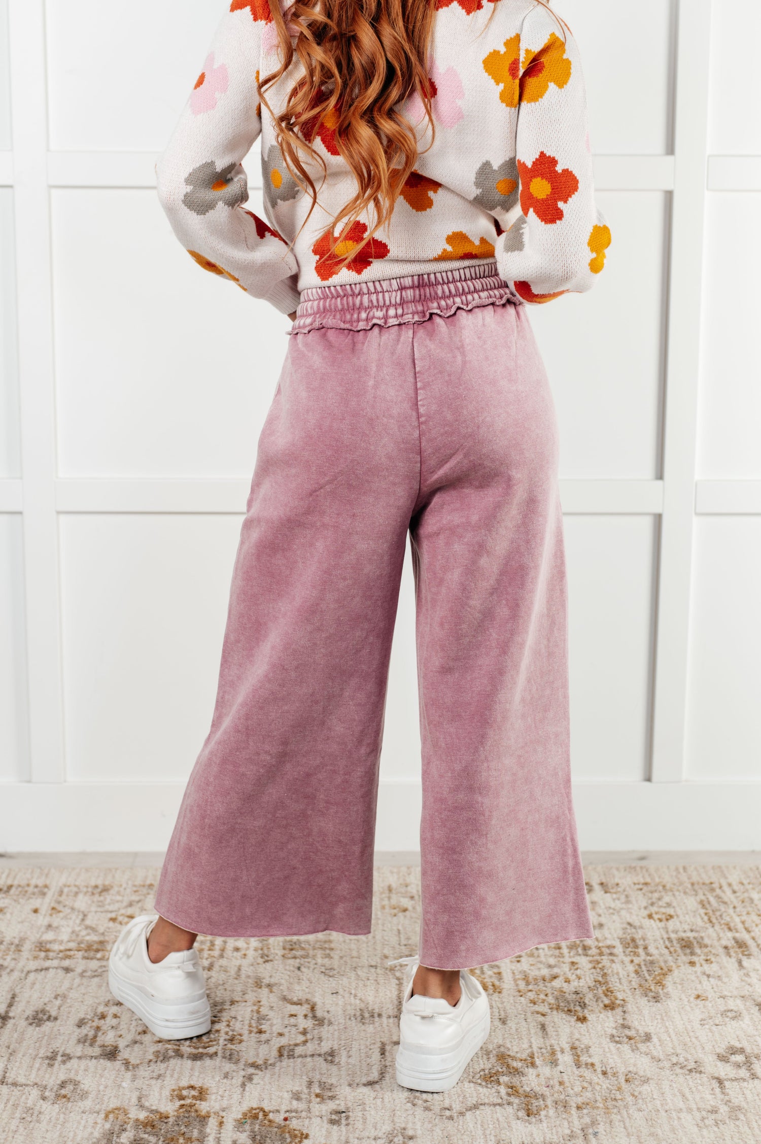 In or Out Wide Leg Cropped Pants in Light Rose Athleisure