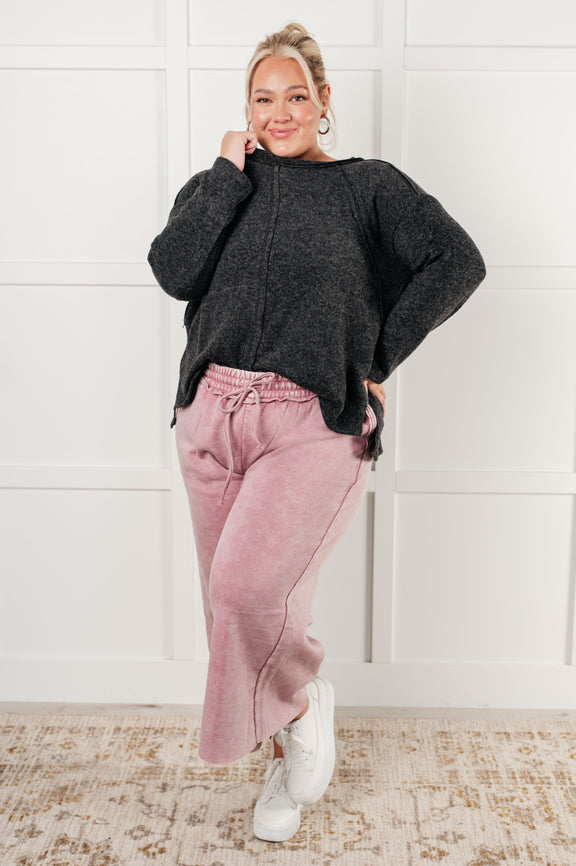 In or Out Wide Leg Cropped Pants in Light Rose Athleisure