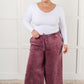 In or Out Wide Leg Cropped Pants in Eggplant Athleisure