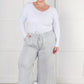 In or Out Wide Leg Cropped Pants in Light Grey Bottoms