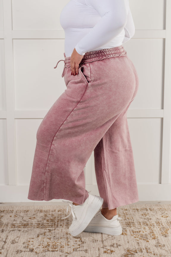 In or Out Wide Leg Cropped Pants in Light Rose Athleisure