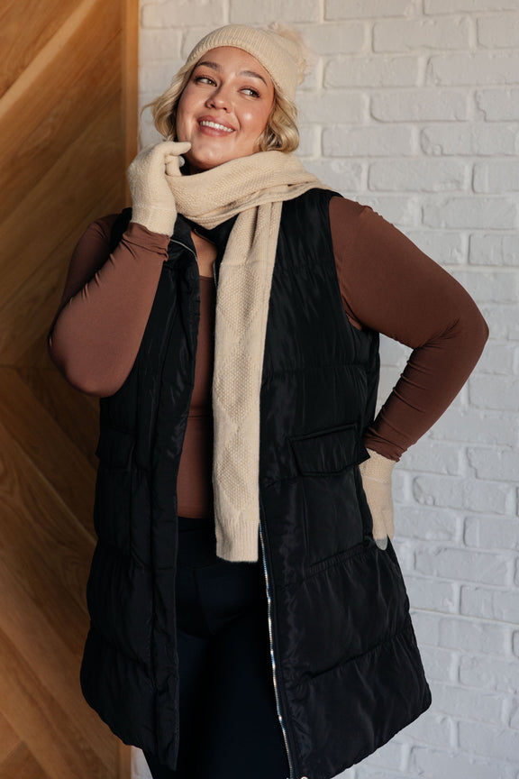 Jane Frost Beanie, Glove, and Scarf Set in Beige Accessories