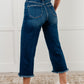 Janice High Rise Button Fly Wide Leg Crop Jeans Womens