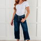 Janice High Rise Button Fly Wide Leg Crop Jeans Womens