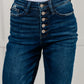 Janice High Rise Button Fly Wide Leg Crop Jeans Womens