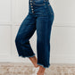 Janice High Rise Button Fly Wide Leg Crop Jeans Womens