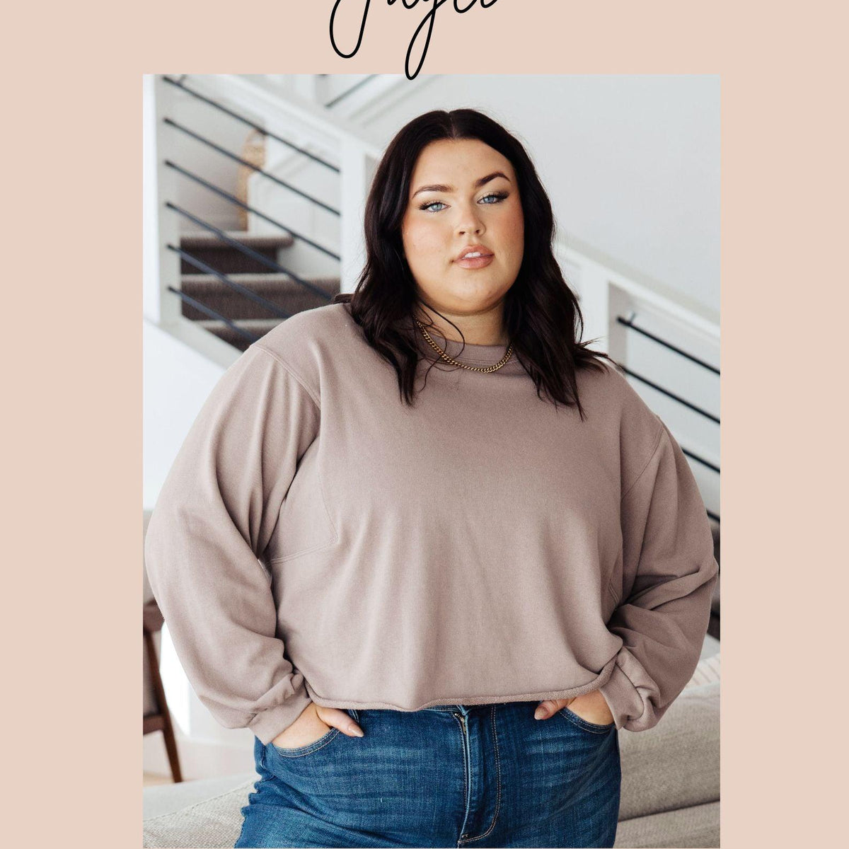 Lounge A Lot Cut Off Sweatshirt in Mocha - Three Mad Hatters Mercantile 