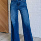 Eliza High Rise Control Top Retro Wide Leg Jeans Denim   