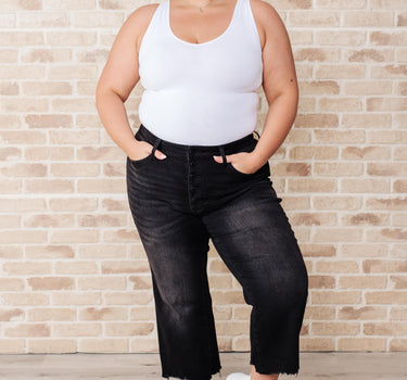 Ryan High Rise Button Fly Wide Leg Crop Jeans