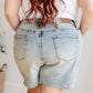 Cindy High Rise Mineral Wash Distressed Boyfriend Shorts Womens Denim Shorts   