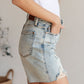 Cindy High Rise Mineral Wash Distressed Boyfriend Shorts Womens Denim Shorts   