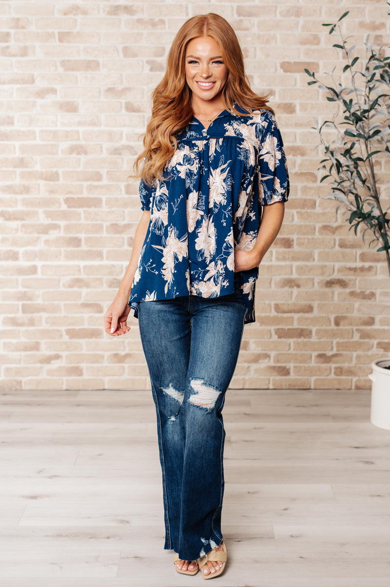 Just Coasting Floral Blouse Womens Tops   