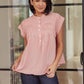 Pleat Detail Button Up Blouse in Pink Tops   